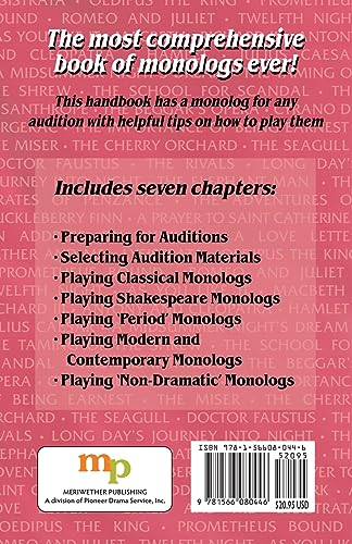 Theatre Audition Book: 144 Monologs from Contemporary, Modern, Period, Shakespeare and Classical Plays,Used