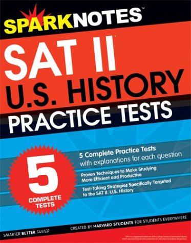 5 Practice Tests For The Sat Ii United States History (Sparknotes Test Prep),Used