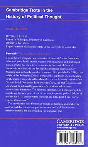 Bernstein: The Preconditions Of Socialism (Cambridge Texts In The History Of Political Thought),New