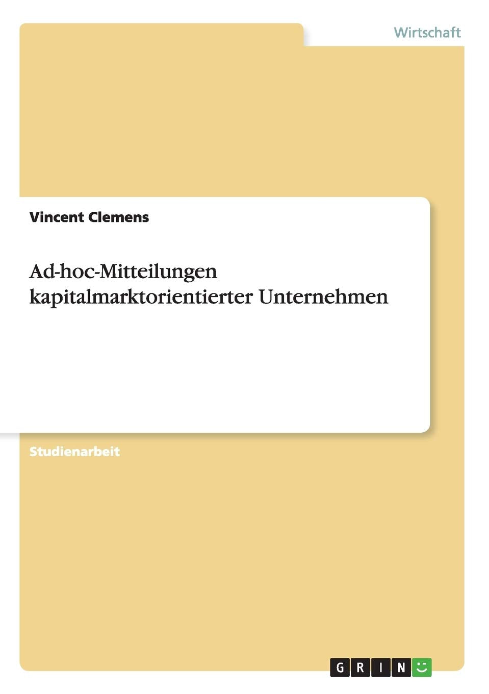 AdhocMitteilungen kapitalmarktorientierter Unternehmen (German Edition),Used