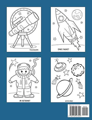 SPACE COLORING BOOK FOR BOYS AGES 46: Explore, Fun with Learn and Grow, Fantastic Outer Space Coloring with Planets, Astronauts,Used
