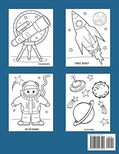 SPACE COLORING BOOK FOR BOYS AGES 46: Explore, Fun with Learn and Grow, Fantastic Outer Space Coloring with Planets, Astronauts,Used