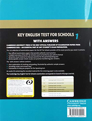 Cambridge Key English Test for Schools 1 Student's Book with answers: Official examination papers from University of Cambridge E,Used