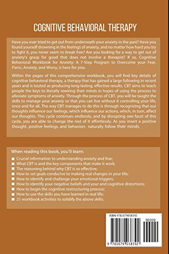 Cognitive Behavioral Therapy Workbook for Anxiety: A 7Step Program to Overcome Your Fear, Panic, Anxiety, and Worry,Used