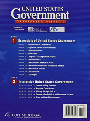 Holt Mcdougal United States Government: Principles In Practice: Student Edition 2010,Used
