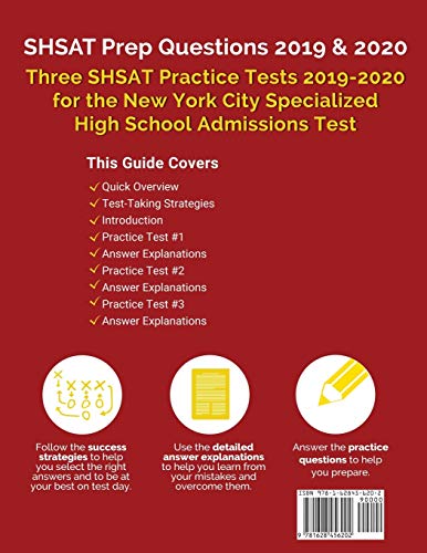 SHSAT Prep Questions 2019 & 2020: Three SHSAT Practice Tests 20192020 for the New York City Specialized High School Admissions ,Used