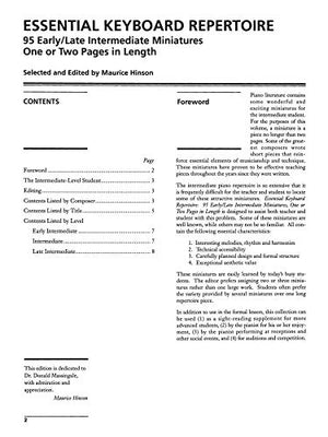 Essential Keyboard Repertoire, Vol 8: Miniatures, Comb Bound Book (Alfred Masterwork Edition: Essential Keyboard Repertoire),Used