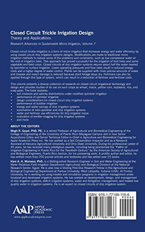 Closed Circuit Trickle Irrigation Design: Theory and Applications (Research Advances in Sustainable Micro Irrigation),Used