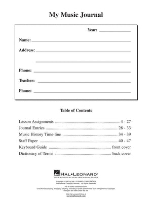 My Music Journal  Student Assignment Book  Practice Planner with Staff Paper, Lesson Pages and Music History  Hal Leonard Piano,Used