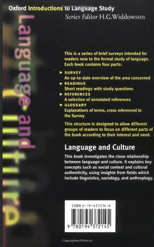 Language and Culture (Oxford Introductions to Language Study),New