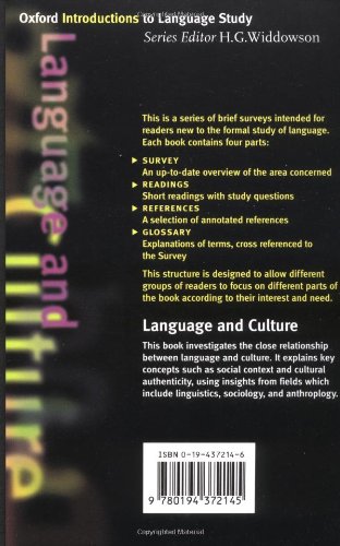Language and Culture (Oxford Introductions to Language Study),New