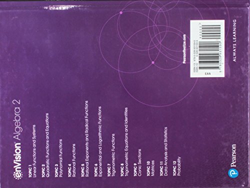 Envision Aga Student Edition Algebra 2 Grade 10/11 Copyright 2018-new,New