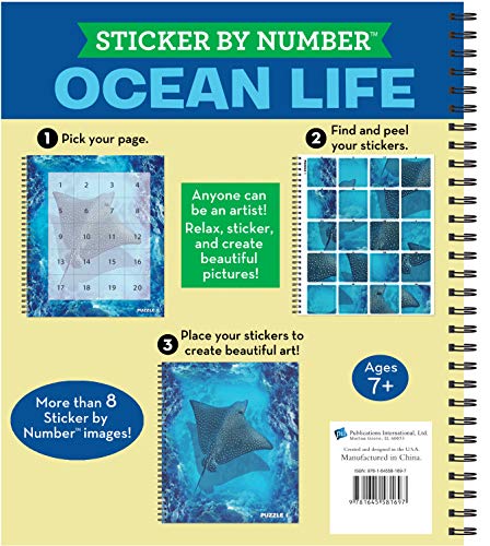 Brain Games  Sticker by Number: Ocean Life (Easy  Square Stickers): Create Beautiful Art With Easy to Use Sticker Fun!,Used