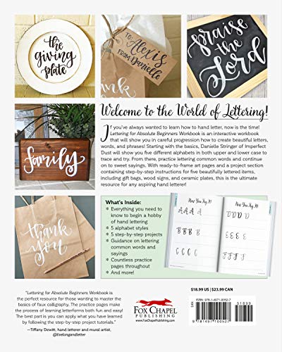 Lettering for Absolute Beginners Workbook: Complete Faux Calligraphy Howto Guide with Simple Projects (Fox Chapel Publishing) L,Used