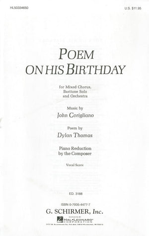 Poem on His Birthday: For Mixed Chorus, Baritone Solo and Orchestra,Used