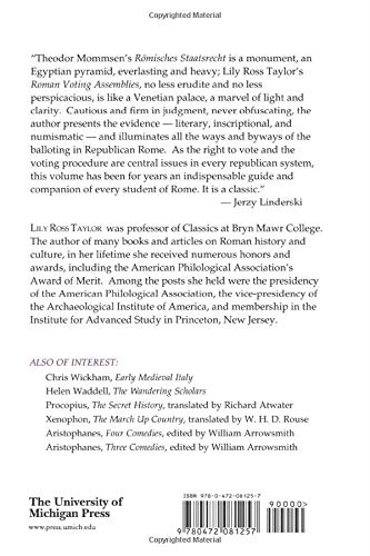 Roman Voting Assemblies: From The Hannibalic War To The Dictatorship Of Caesar (Thomas Spencer Jerome Lectures),Used
