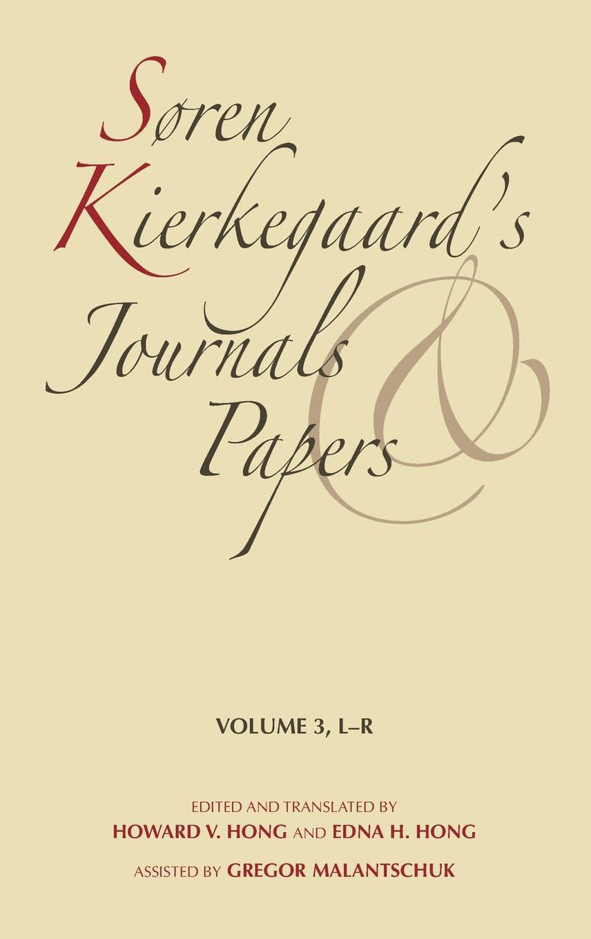 Soren Kierkegaard's Journals and Papers, Vol. 3: LR,Used
