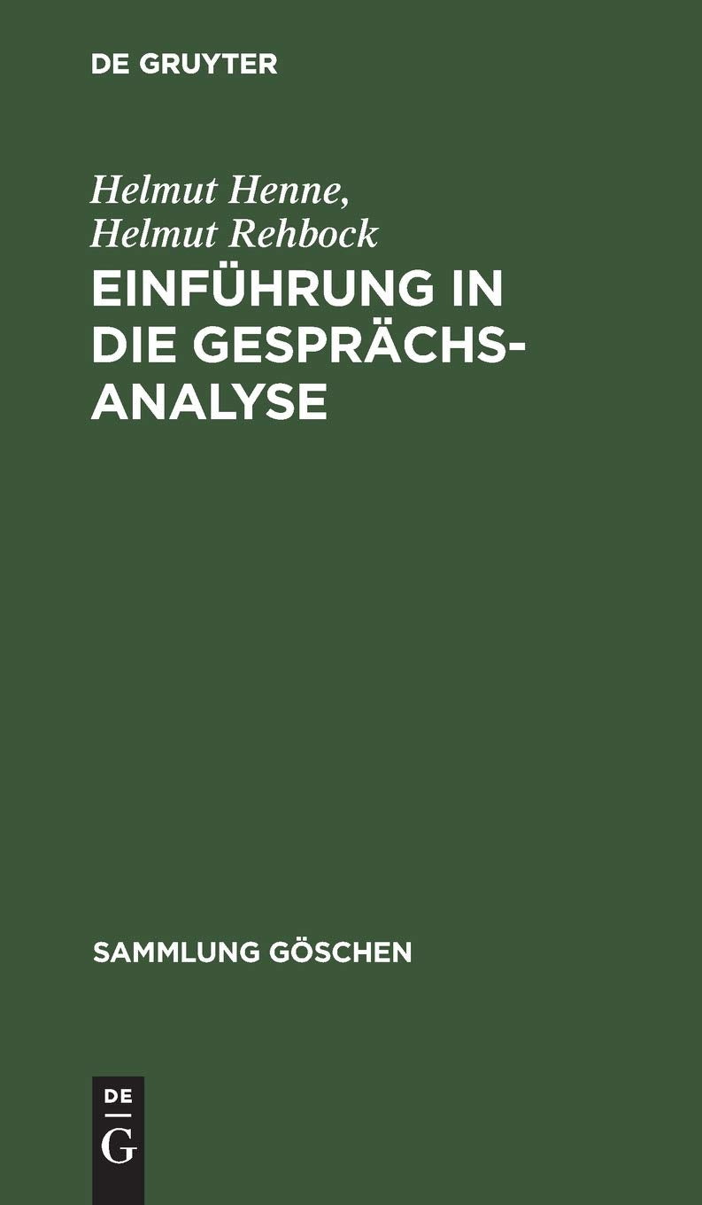 Einfhrung In Die Gesprchsanalyse (Sammlung Gschen, 2212) (German Edition),Used