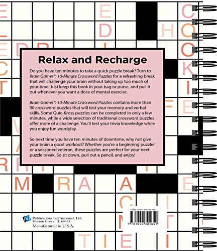 Brain Games  10 Minute: Crossword Puzzles (Pink) (Volume 2),Used
