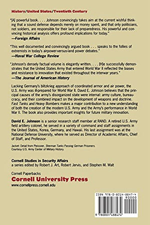 Fast Tanks And Heavy Bombers: Innovation In The U.S. Army, 19171945 (Cornell Studies In Security Affairs),Used