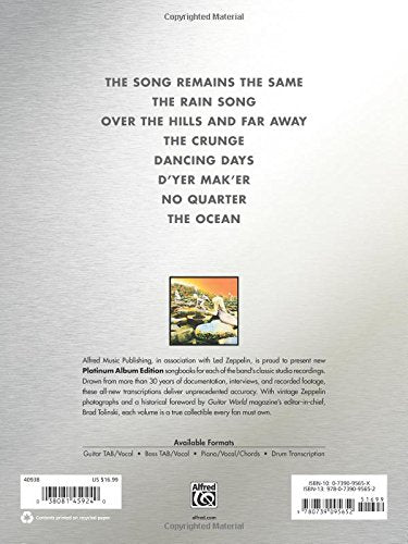 Led Zeppelin  Houses of the Holy Platinum Bass Guitar: Authentic Bass TAB (Alfred's Platinum Album Editions),Used