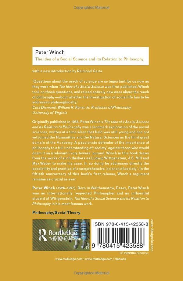 The Idea of a Social Science and Its Relation to Philosophy (Routledge Classics),Used