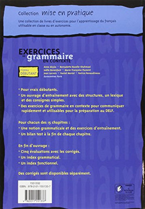 HACHETTE FRANÇAIS LANGUE ETRANGÈRE Exercices De Grammaire En Contexte: Niveau Débutant - French Edition