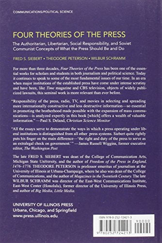 Four Theories Of The Press: The Authoritarian, Libertarian, Social Responsibility And Soviet Communist Concepts Of What The Pres
