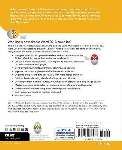 Word 2013 Absolute Beginner's Guide,Used