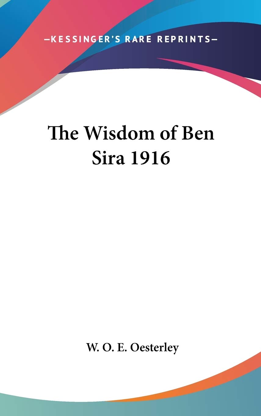 The Wisdom of Ben Sira 1916,Used