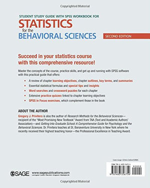 Student Study Guide with SPSS Workbook for Statistics for the Behavioral Sciences,Used