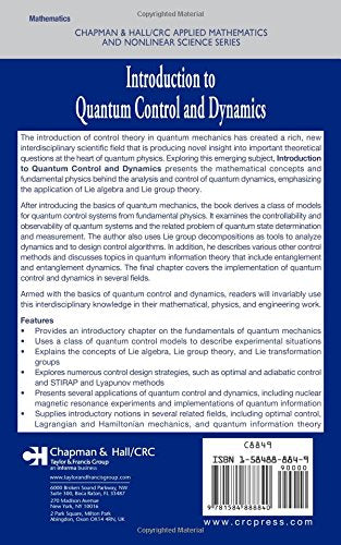 Introduction To Quantum Control And Dynamics (Advances In Applied Mathematics)