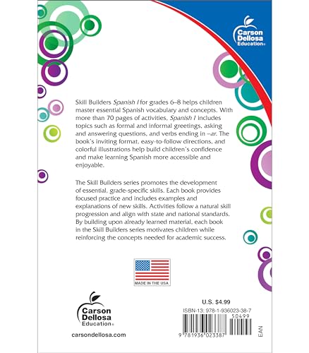 Carson Dellosa Skill Builders Spanish I Workbookgrades 68 Reproducible Spanish Workbook With Spanish Vocabulary, Common Words