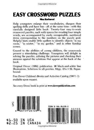 Easy Crossword Puzzles (Dover Little Activity Books: Puzzles),Used