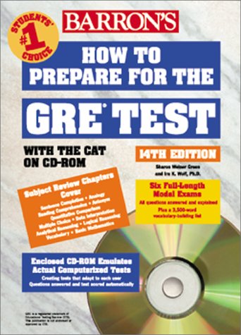 Barron's How to Prepare for the Gre Graduate Record Examination (Barron's How to Prepare for the Gre Test (Book and CDRom), 14t,Used