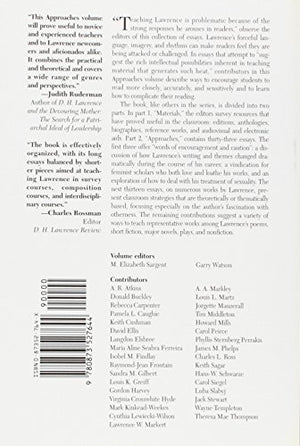 Approaches to Teaching the Works of D. H. Lawrence (Approaches to Teaching World Literature),Used