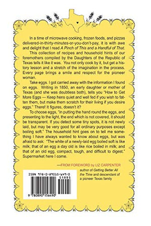 A Pinch of This and a Handful of That, Historic Recipes of Texas 18301900,Used