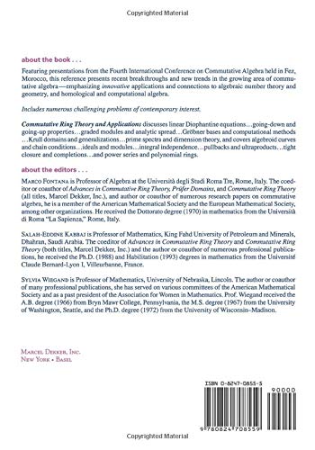 Commutative Ring Theory and Applications (Lecture Notes in Pure and Applied Mathematics),Used