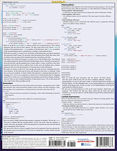 Python Programming Language QuickStudy Laminated Reference Guide,New