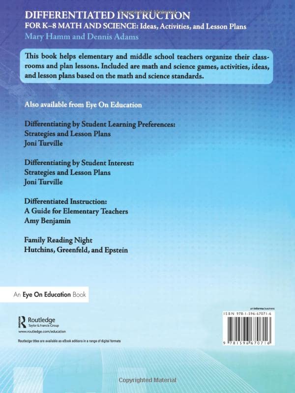 Differentiated Instruction for K8 Math and Science,Used