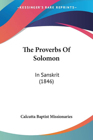 The Proverbs Of Solomon: In Sanskrit (1846) (Russian Edition),New