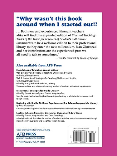 Itinerant Teaching: Tricks Of The Trade For Teachers Of Students With Visual Impairments,Used