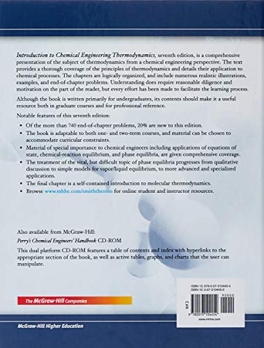Introduction To Chemical Engineering Thermodynamics (The Mcgrawhill Chemical Engineering Series)