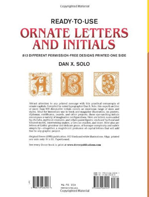 Readytouse Ornate Letters And Initials: 813 Different Copyrightfree Designs Printed One Side (Dover Clip Art Readytouse),New