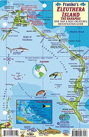 Eleuthera Island Bahamas Dive Map & Reef Creatures Guide Franko Maps Laminated Fish Card,New