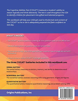 Origins Publications CogAT Grade 2 Practice Test Level 8 - Gifted & Talented Test Prep for Second Grade