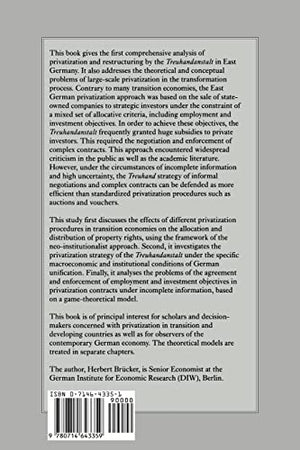 Privatization in Eastern Germany: A NeoInstitutional Analysis (Gdi Book, 8),New