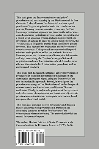Privatization in Eastern Germany: A NeoInstitutional Analysis (Gdi Book, 8),New