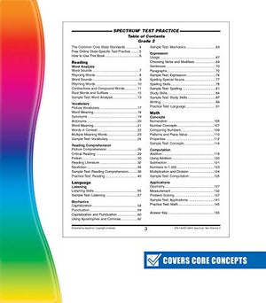 Spectrum Test Practice 2nd Grade Workbook, Math, Language Arts, Reading Comprehension, Grammar, Spelling, Vocabulary, and Writin,New