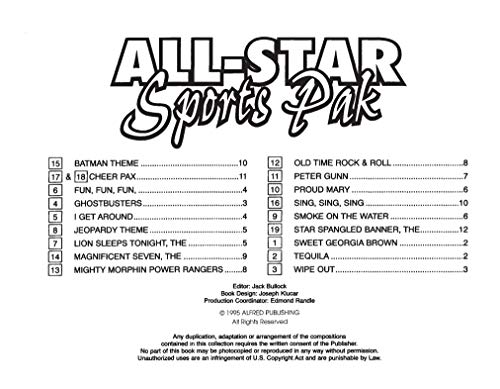 AllStar Sports Pak (An AllPurpose Marching/Basketball/Pep Band Book for Time Outs, Pep Rallies and Other Stuff): 1st Bflat Tr,Used